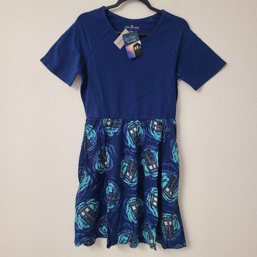 Her Universe Dr Who Tardis All Over Print Dress Size 3X Blue